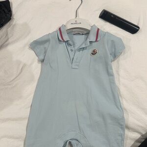 Moncler Light Blue Baby Romper